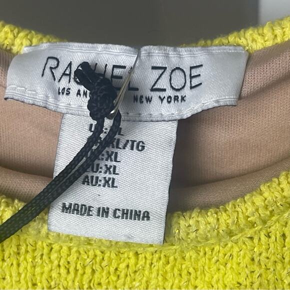 Vibrant Yellow Rachel Zoe Crochet Tank Bodycon Dress, Parties, Cocktails NWT XL - Picture 10 of 12
